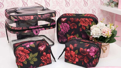 Imagen de Victoria's Secret Cosmetiquera de 4pzas Negro Floral.